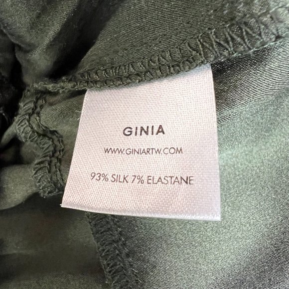 Ginia Silk Pants Womens XS Green Tapered Lightweight Pull On Stretch Pockets - Picture 10 of 12